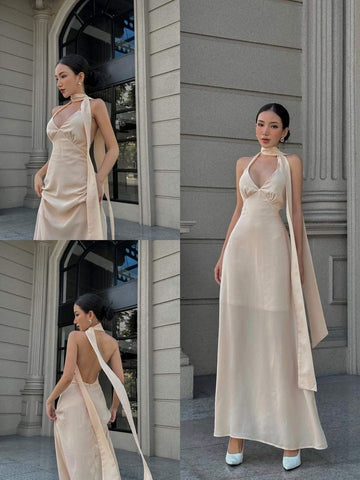 A Line Halter Chiffon Prom Dress Evening Dress Formal Dress SD2193